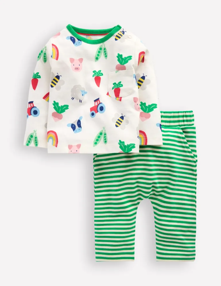 Printed Jersey Play Set-Soft Ivory Farm-Boden Discount