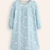 Printed Long-sleeved Nightie-Blue Unicorns-Boden Outlet
