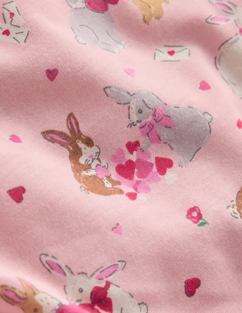 Printed Long-Sleeved Nightie-Chalk Pink Love Bunnies-Boden Discount
