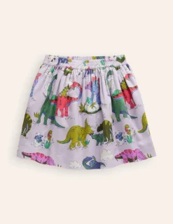 Printed Pull-On Twirly Skirt-Lilac Dino Family-Boden Hot