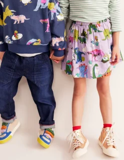 Printed Pull-On Twirly Skirt-Lilac Dino Family-Boden Hot