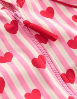 Printed Sun Safe Surfsuit-Bubblegum Pink Heart Stripe-Boden Sale