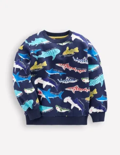 Printed Sweatshirt-College Navy Sharks-Boden Outlet