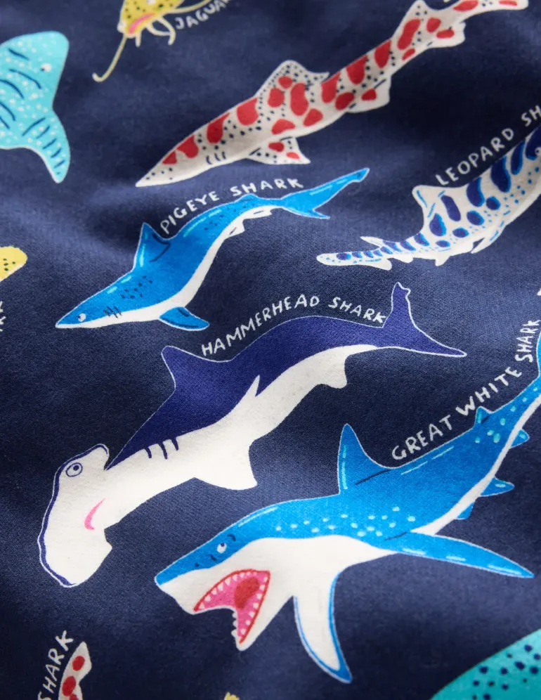 Printed Sweatshirt-College Navy Sharks-Boden Outlet