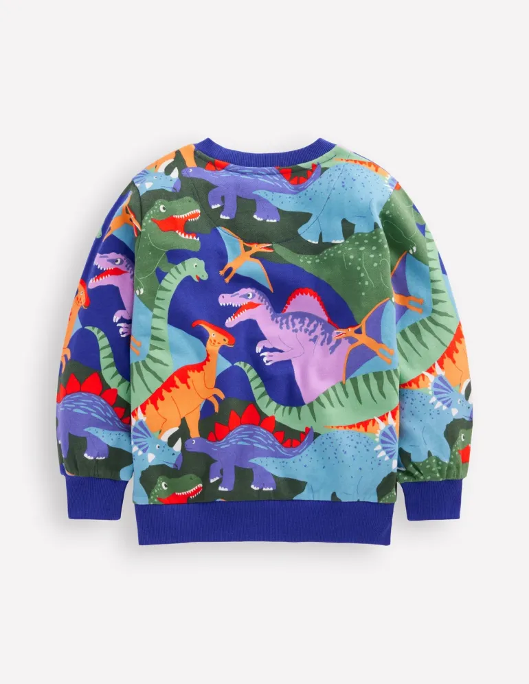 Printed Sweatshirt-Multi Dino Camo-Boden Fashion