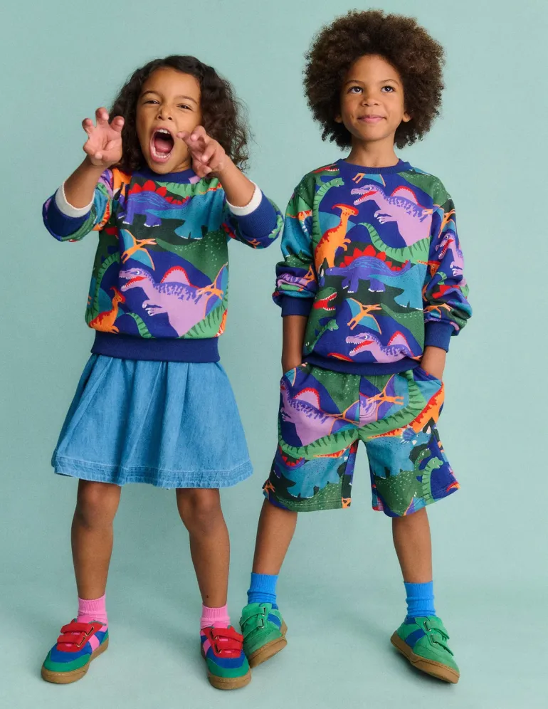 Printed Sweatshirt-Multi Dino Camo-Boden Fashion