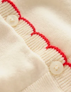 Pru Scallop Trim Cardigan-Warm Ivory-Boden Discount