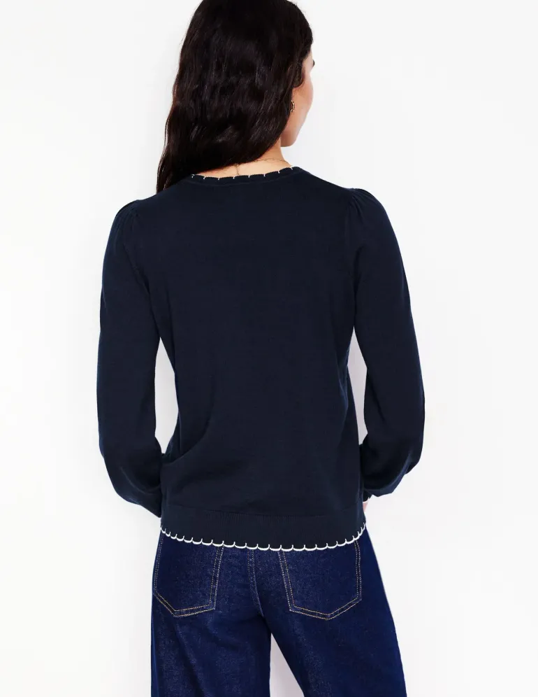 Pru Scallop Trim Sweater--Boden Fashion