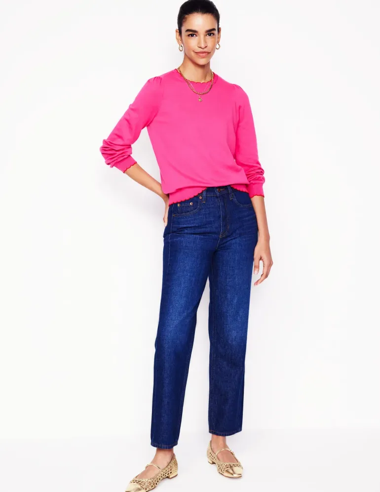 Pru Scallop Trim Sweater-Pink Peony-Boden Discount