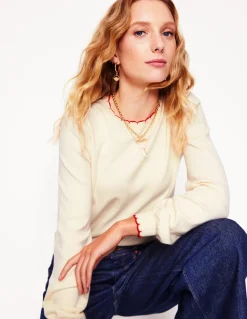Pru Scallop Trim Sweater-Warm Ivory-Boden Shop