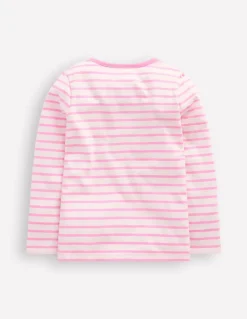Puff Sleeve Applique T-shirt-Bubblegum Pink/ Ivory Pets-Boden Fashion