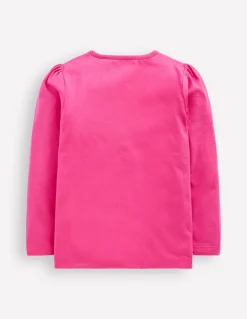 Puff Sleeve Applique T-shirt-Pink Lunar New Year Snake-Boden Cheap