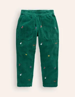 Pull-On Cord Pants-Festive Embroidery-Boden Hot