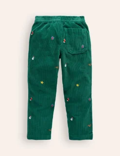 Pull-On Cord Pants-Festive Embroidery-Boden Hot