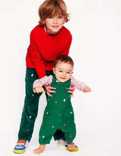 Pull-On Cord Pants-Festive Embroidery-Boden Hot