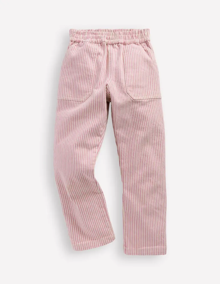Pull-On Trouser-Pink Ticking-Boden Cheap