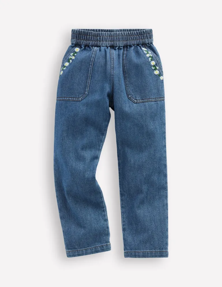 Pull-On Trouser-Vintage Embroidered Daisy-Boden Flash Sale