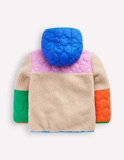 Quilted Borg Mix Jacket-Multi Colourblock-Boden Online