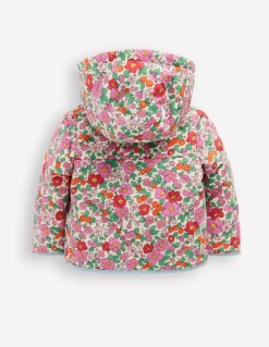 Quilted Hooded Jacket-Pink Apple Blossom Floral-Boden Best Sale