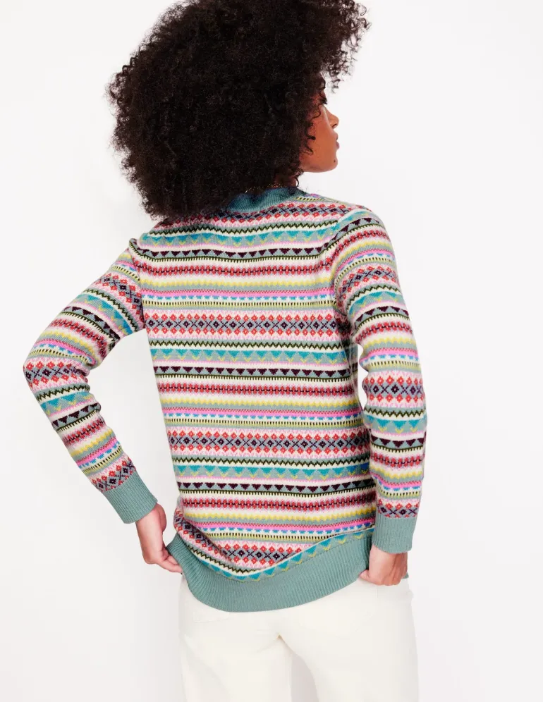 Quinn Boyfriend Cardigan-Blue, Heritage Fair Isle-Boden Online