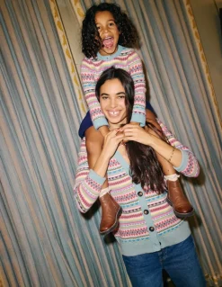 Quinn Boyfriend Cardigan-Blue, Heritage Fair Isle-Boden Online