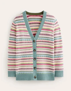Quinn Boyfriend Cardigan-Blue, Heritage Fair Isle-Boden Online