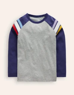 Raglan T-Shirt-Grey Marl/ Starboard Blue-Boden Outlet