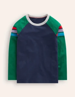 Raglan T-Shirt-Jewel Green/ Navy-Boden Discount