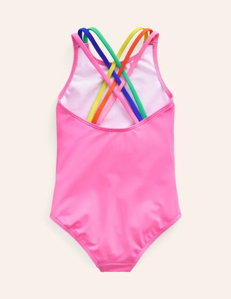 Rainbow Cross-Back Swimsuit-Strawberry Milkshake-Boden Fashion