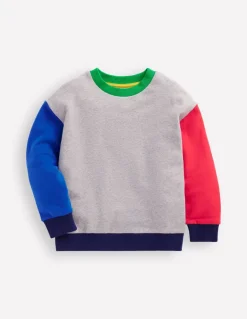 Rainbow Sweatshirt-Grey Marl Colourblock-Boden Outlet