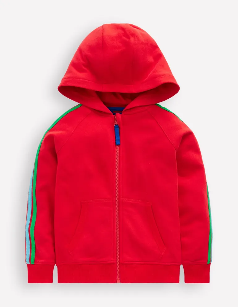 Rainbow Zip-Up Hoodie-Cherry Tomato Red-Boden Best Sale