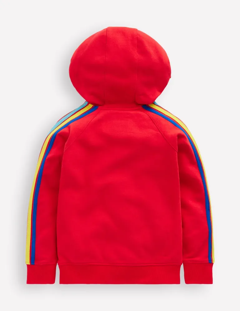 Rainbow Zip-Up Hoodie-Cherry Tomato Red-Boden Best Sale