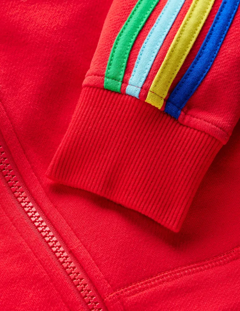 Rainbow Zip-Up Hoodie-Cherry Tomato Red-Boden Best Sale