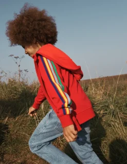 Rainbow Zip-Up Hoodie-Cherry Tomato Red-Boden Best Sale