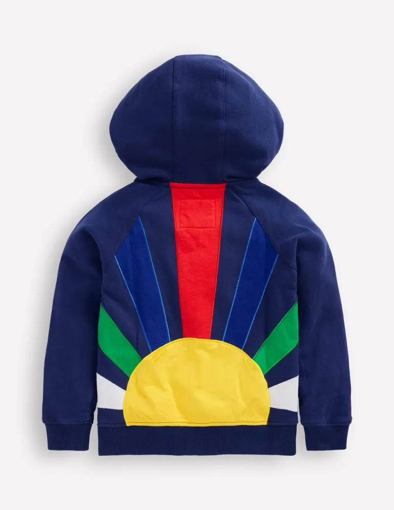 Rainbow Zip-Up Hoodie-Starboard Blue Sun Back-Boden Flash Sale