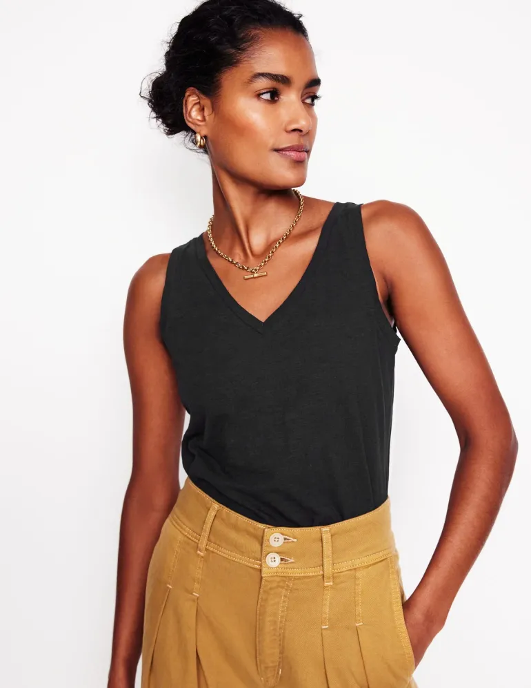 Regular V-Neck Slub Tank--Boden Online