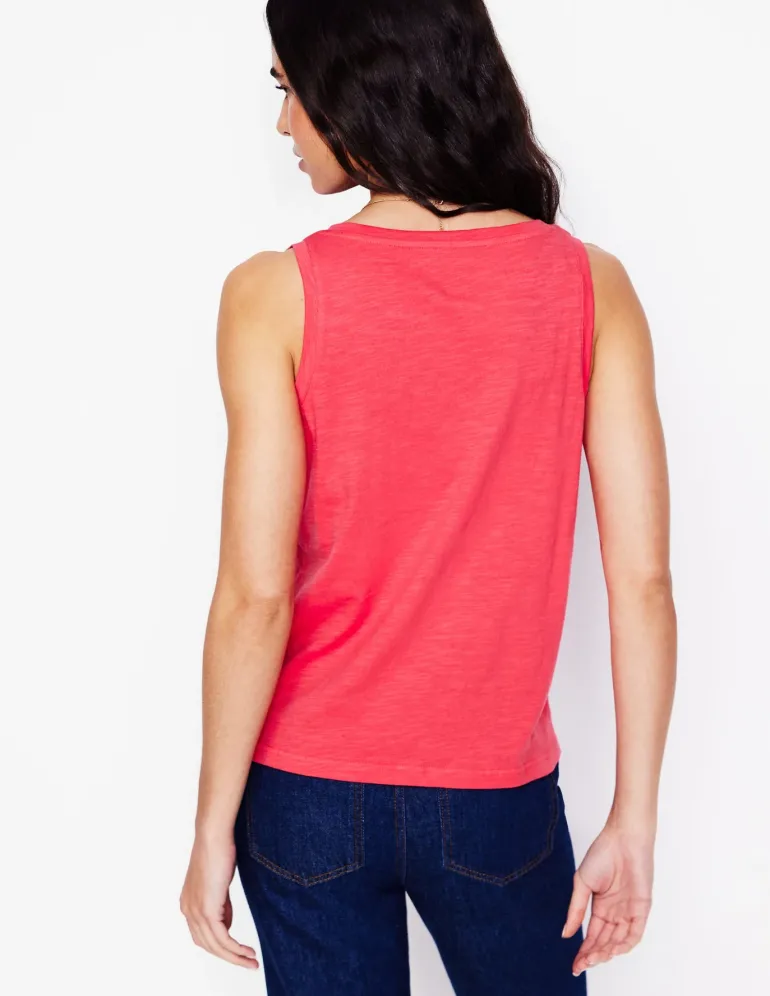 Regular V-Neck Slub Tank-Camelia Pink-Boden Flash Sale