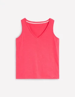 Regular V-Neck Slub Tank-Camelia Pink-Boden Flash Sale