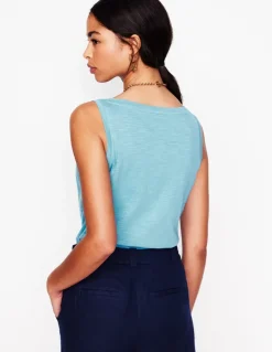 Regular V-Neck Slub Tank-Duck Egg Blue-Boden Sale
