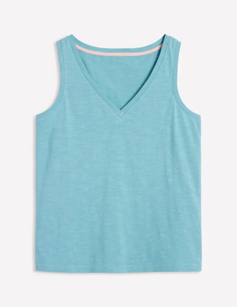 Regular V-Neck Slub Tank-Duck Egg Blue-Boden Sale