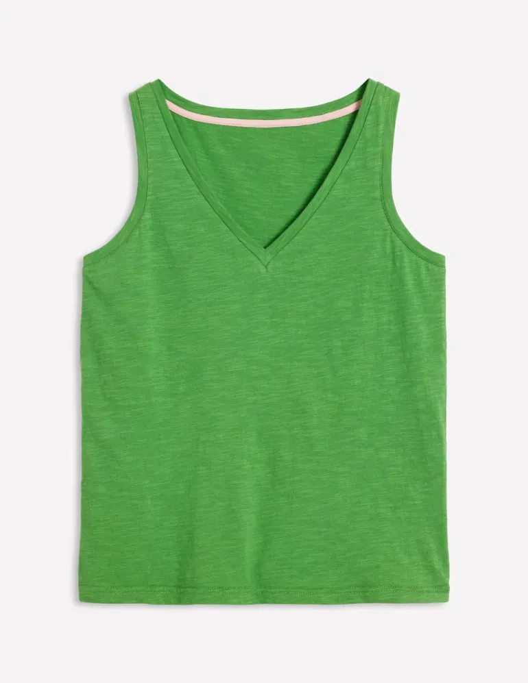 Regular V-Neck Slub Tank-Paradise Green-Boden Cheap