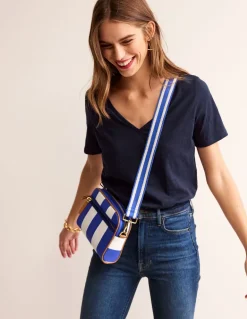 Regular V-Neck Slub T-shirt--Boden New