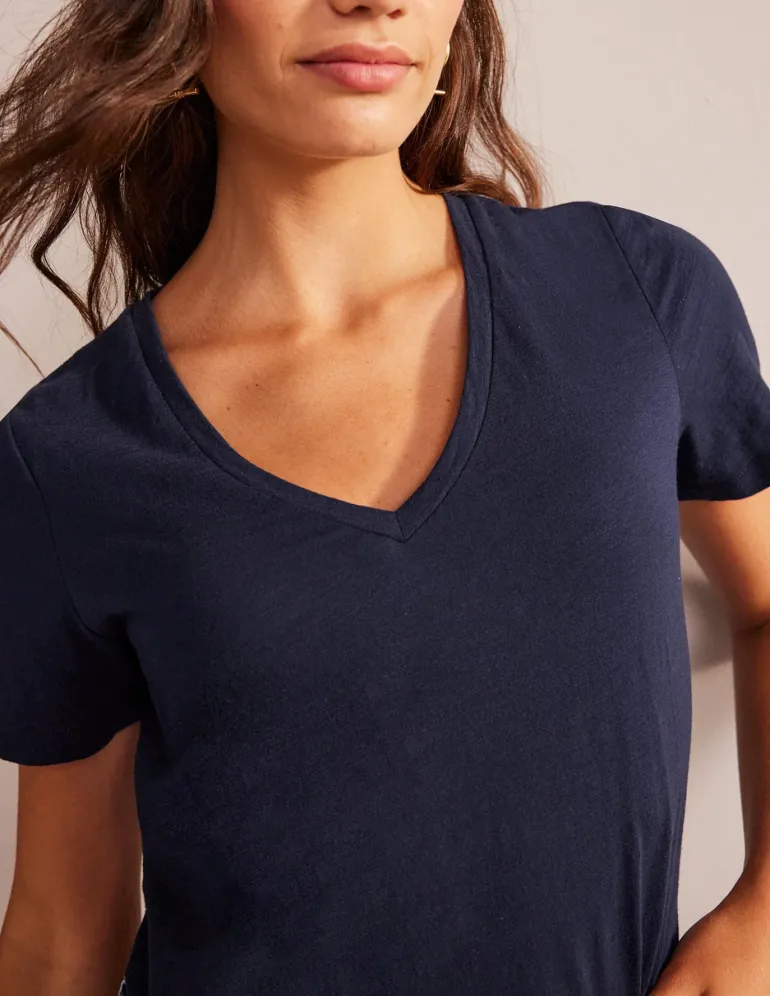 Regular V-Neck Slub T-shirt--Boden Discount