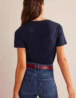 Regular V-Neck Slub T-shirt--Boden Discount