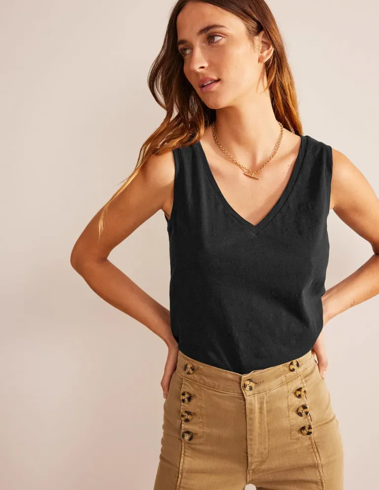 Regular V-neck Slub Vest--Boden Shop