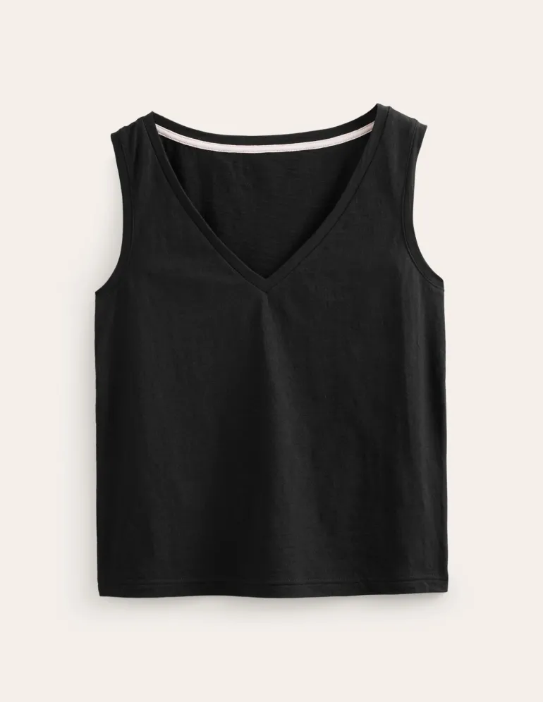 Regular V-neck Slub Vest--Boden Shop