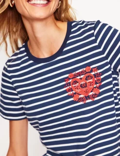 Relaxed Novelty T-Shirt-French Navy, Hearts-Boden New