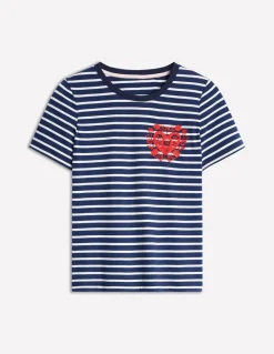 Relaxed Novelty T-Shirt-French Navy, Hearts-Boden New