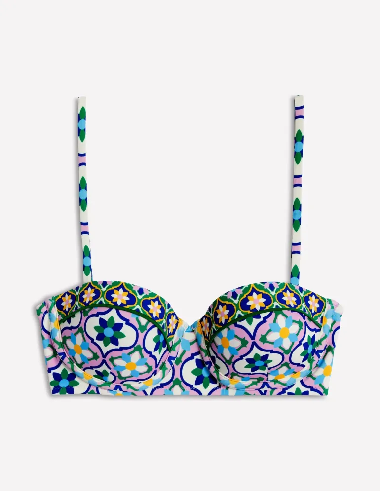 Rhodes Cup-Size Bikini Top-Multi, Floweret Tile-Boden Cheap