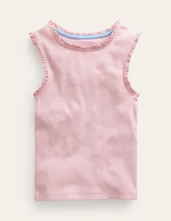 Ribbed Lace Trim Tank Top-French Pink-Boden Sale